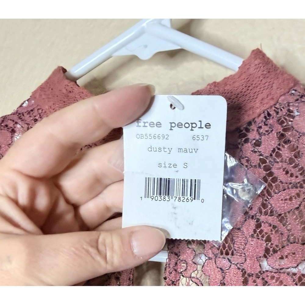 NWT'S Free People Tell Tale Lace Tunic Mini Dress Dusty Mauve Pink - Picture 8 of 11
